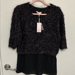 Candie's Black and Multicolor Sparkle Sweater Holiday/New Year’s Eve
